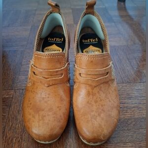 Swedish Hasbeens Loafers Toffel 444 Natur Tan Leather Size 37, 6.5 *Water Stains
